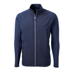 Adapt Eco Knit Hybrid Recycled Mens Full Zip Jacket // Navy Blue (S)