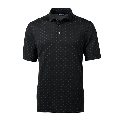 Virtue Eco Pique Tile Print Recycled Mens Polo // Black (XL)