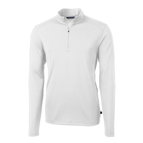 Virtue Eco Pique Recycled Quarter Zip Mens Pullover // White (L)