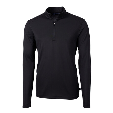 Virtue Eco Pique Recycled Quarter Zip Mens Pullover // Black (2XL)