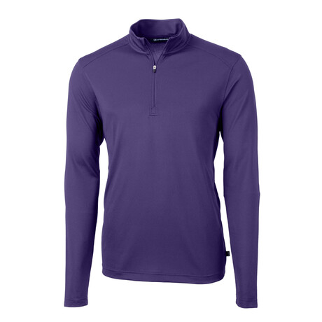 Virtue Eco Pique Recycled Quarter Zip Mens Pullover // College Purple (L)