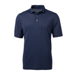 Virtue Eco Pique Tile Print Recycled Mens Polo // Navy Blue (XS)