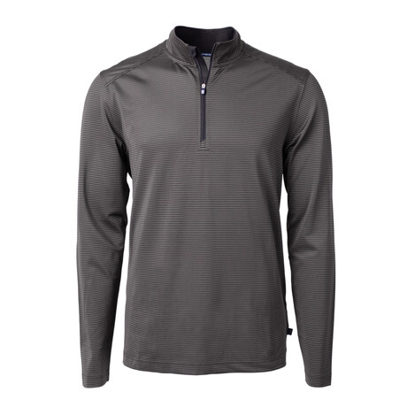 Virtue Eco Pique Micro Stripe Recycled Quarter Zip //  Black + Elemental Grey (2XL)