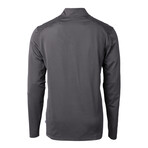Virtue Eco Pique Micro Stripe Recycled Quarter Zip // Black + Elemental Grey (2XL)