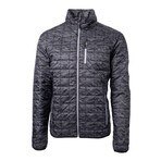 Rainier PrimaLoft Mens Eco Insulated Full Zip Printed Puffer Jacket // Black (L)