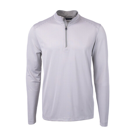Virtue Eco Pique Micro Stripe Recycled Quarter Zip // Polished + White (XS)