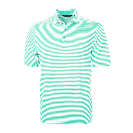 Virtue Eco Pique Stripe Recycled Mens Polo // Fresh Mint (XL)