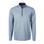 Virtue Eco Pique Micro Stripe Recycled Quarter Zip // Atlas + Navy Blue (L)