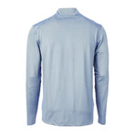 Virtue Eco Pique Micro Stripe Recycled Quarter Zip // Atlas + Navy Blue (L)