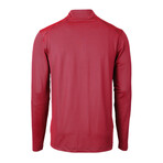 Virtue Eco Pique Micro Stripe Recycled Quarter Zip // Red + Navy Blue (S)