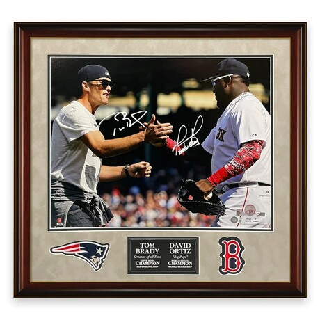 Tom Brady & David Ortiz // Autographed Photograph // Inscription //Framed