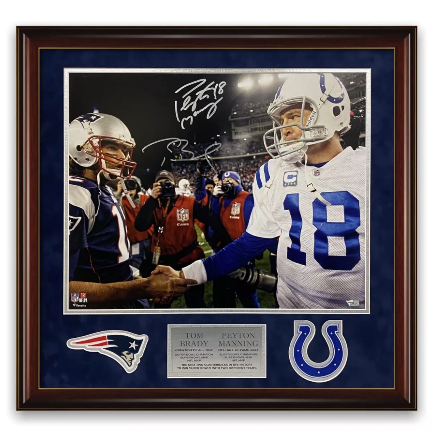 Tom Brady & Peyton Manning // Autographed Photograph // Framed