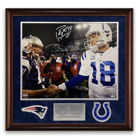 Tom Brady & Peyton Manning // Autographed Photograph // Framed