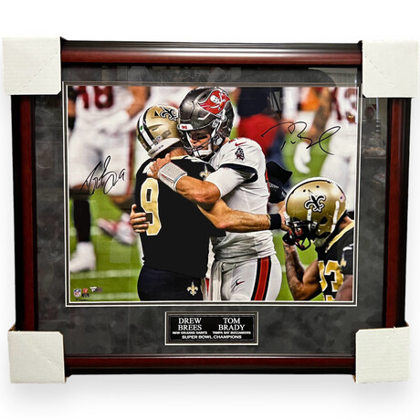 Tom Brady & Drew Brees // Autographed Photograph // Framed