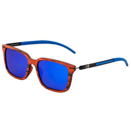 Unisex Doumia Sunglasses // Red Frame + Blue Lens