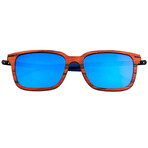 Unisex Doumia Sunglasses // Red Frame + Blue Lens