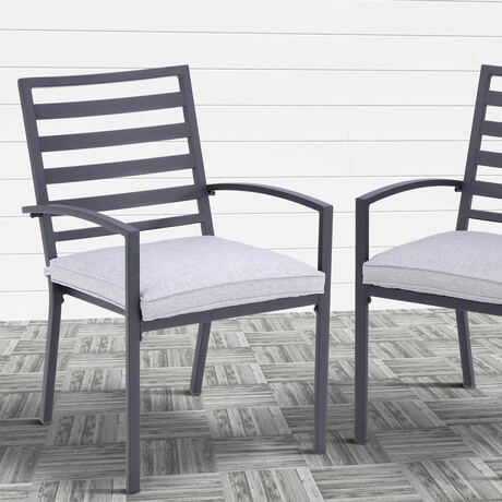 Nusa Slat-Back Outdoor Armchair + Cushion // Set of 2
