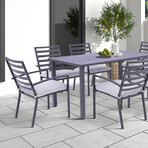 Nusa Slat-Back Outdoor Armchair + Cushion // Set of 2