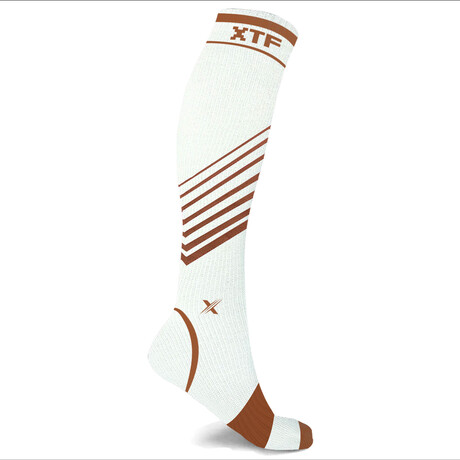 V-Striped Copper Infused Knee High Socks // 1-Pair // White (Small/Medium)