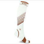 V-Striped Copper Infused Knee High Socks // 1-Pair // White (Small/Medium)