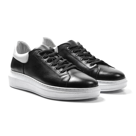 Leather Sneaker // Black + Wite (Euro: 40)