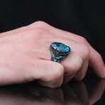 925 Sterling Silver Aquamarine Stone Ring (7.5)