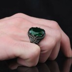 925 Sterling Silver Emerald Stone Ring // V1 (10.5)