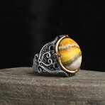 925 Sterling Silver Genuine Bumble Bee Jasper Stone Ring // V1 (7)