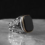 925 Sterling Silver Natural Onyx Stone Ring (6.5)