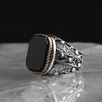 925 Sterling Silver Natural Onyx Stone Ring (6.5)
