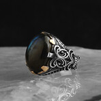 925 Sterling Silver Genuine Labradorite Stone Ring // V2 (10.5)