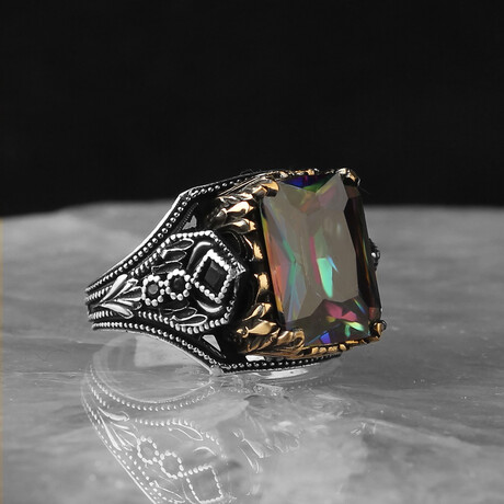 925 Sterling Silver Mystic Topaz Stone Ring // V1 (6.5)