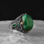 925 Sterling Silver Genuine Malachite Stone Ring (8)