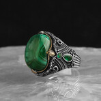 925 Sterling Silver Genuine Malachite Stone Ring (8)