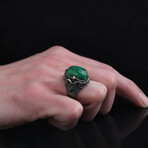 925 Sterling Silver Genuine Malachite Stone Ring (8)