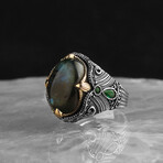 925 Sterling Silver Genuine Labradorite Stone Ring // V1 (10)