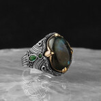 925 Sterling Silver Genuine Labradorite Stone Ring // V1 (10)