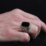 925 Sterling Silver Natural Onyx Stone Ring (6.5)