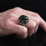 925 Sterling Silver Genuine Labradorite Stone Claw Shape Ring (6.5)