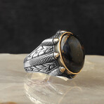 925 Sterling Silver Genuine Pietersite Stone Claw Shape Ring // V1 (9)