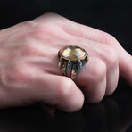 925 Sterling Silver Citrine Stone Claw Shape Ring (9.5)