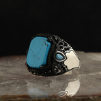 925 Sterling Silver Genuine Turquoise Stone Ring // V2 (8)