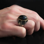 925 Sterling Silver Genuine Pietersite Stone Claw Shape Ring // V1 (9)