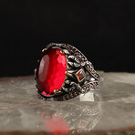 925 Sterling Silver Garnet Stone Ring (6.5)