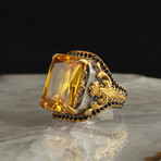 925 Sterling Silver Gold Plated Citrine Stone Ring (8)