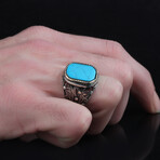 925 Sterling Silver Genuine Turquoise Stone Ring // V1 (6.5)