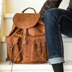 City Leather Backpack 14" // Distressed Brown