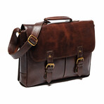 Medium Coarse Leather Messenger Bag Limited // Antique Brown