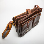 Front Pocket Leather Briefcase // Antique Brown