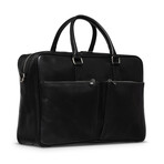 Leather Briefcase Slim 17" // Black